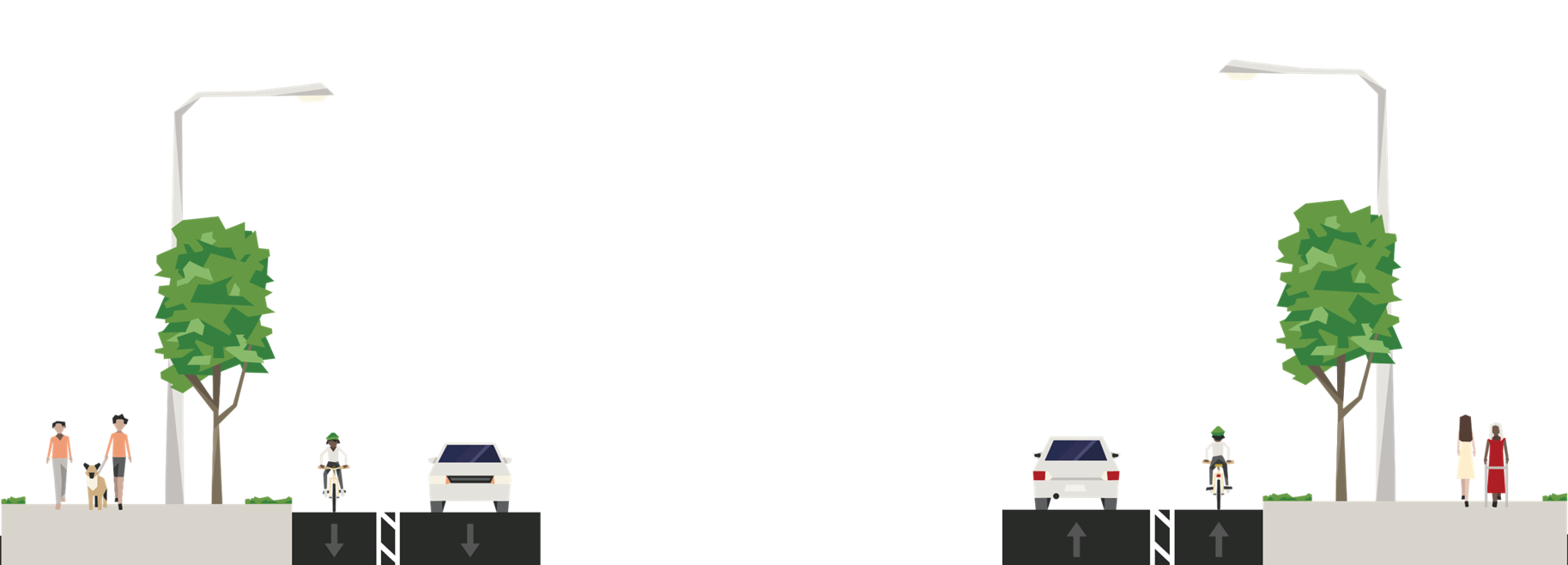 Alternative 1 active transportation with buffered bike lane