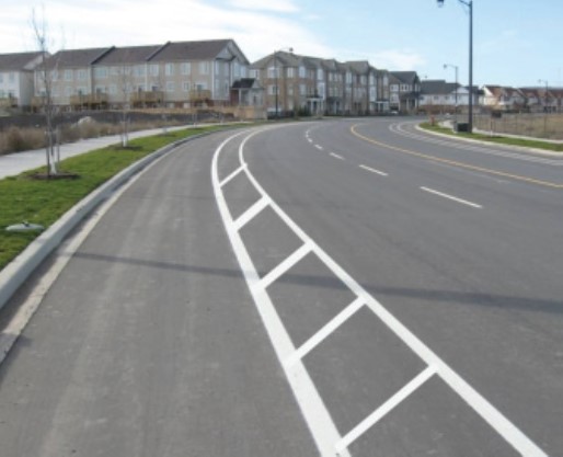 Road with buffered bike lane